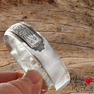 Tooled Silver Navajo Southwestern Cuff Bracelet | Yellowstone Spirit Southwestern Collection Bracelets Objects of Beauty Southwest 