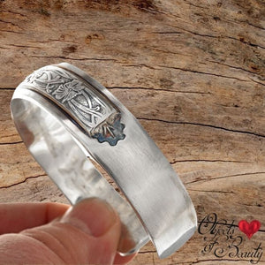 Tooled Silver Navajo Southwestern Cuff Bracelet | Yellowstone Spirit Southwestern Collection Bracelets Objects of Beauty Southwest 