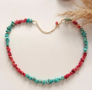 Turquoise & Coral Nugget Necklace | Yellowstone Spirit Southwestern Collection Turquoise Coral Necklace Objects Of Beauty Southwest 