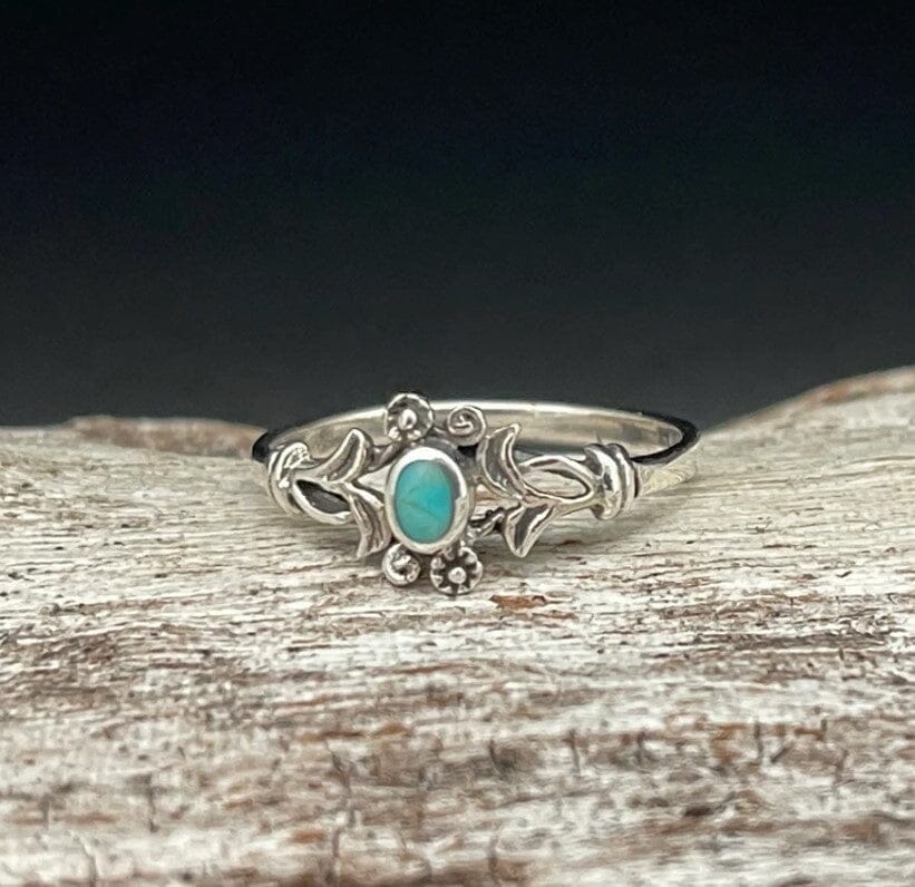Turquoise in a Bed of Flowers Ring | Yellowstone Spirit Southwestern Collection Turquoise Ring Objects of Beauty Southwest 