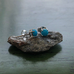 Turquoise Sterling Silver Stud Earrings | Yellowstone Spirit Southwestern Collection Turquoise Earrings Objects of Beauty Southwest 