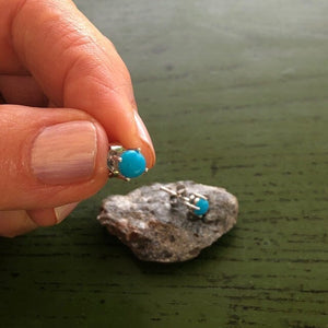 Turquoise Sterling Silver Stud Earrings | Yellowstone Spirit Southwestern Collection Turquoise Earrings Objects of Beauty Southwest 
