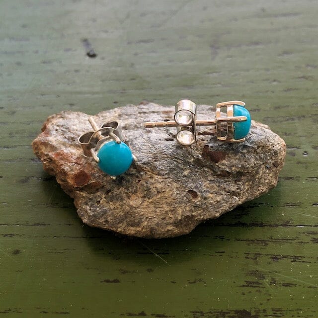 Turquoise Sterling Silver Stud Earrings | Yellowstone Spirit Southwestern Collection Turquoise Earrings Objects of Beauty Southwest 