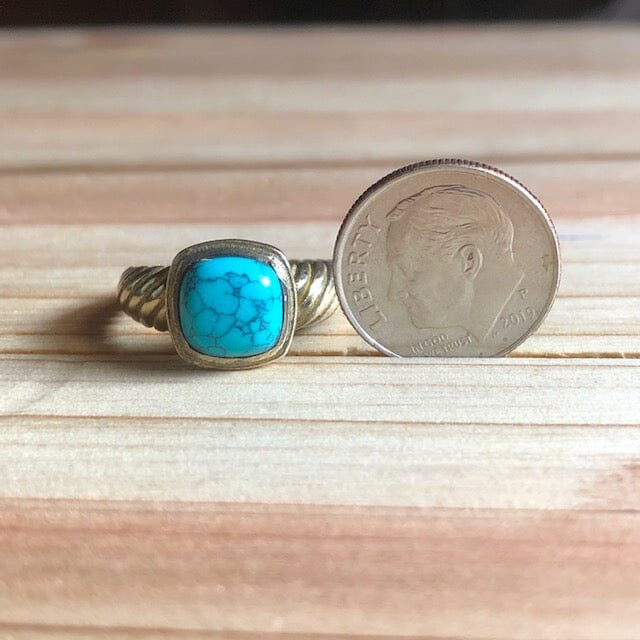 Turquoise w Soft Spider Vein Matrix Ring ~ One of a Kind Size 7 | Yellowstone Spirit Ring Objects of Beauty Southwest 