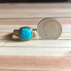 Turquoise w Soft Spider Vein Matrix Ring ~ One of a Kind Size 7 | Yellowstone Spirit Ring Objects of Beauty Southwest 