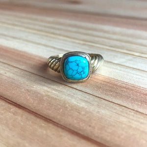 Turquoise w Soft Spider Vein Matrix Ring ~ One of a Kind Size 7 | Yellowstone Spirit Ring Objects of Beauty Southwest 