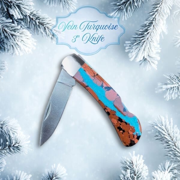 Vein Turquoise 3" Santa Fe Stoneworks Plain Blade Knife | Yellowstone Spirit Southwestern Collection Knife Santa Fe Stoneworks 