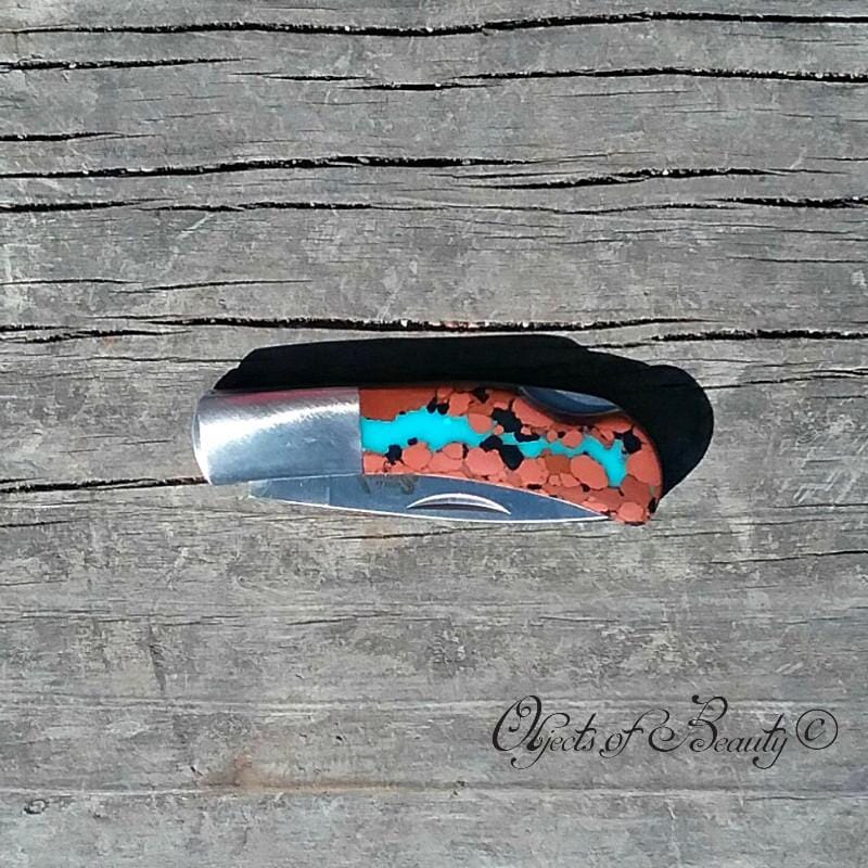 Vein Turquoise 3" Santa Fe Stoneworks Plain Blade Knife | Yellowstone Spirit Southwestern Collection Knife Santa Fe Stoneworks 