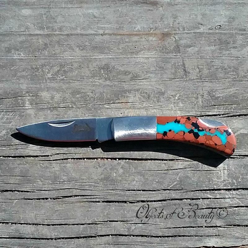 Vein Turquoise 3" Santa Fe Stoneworks Plain Blade Knife | Yellowstone Spirit Southwestern Collection Knife Santa Fe Stoneworks 