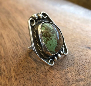 Vintage Navajo Turquoise Raindrop Bear Paw Ring | Yellowstone Spirit and Spirit Animal Collections Rings Objects of Beauty Southwest 