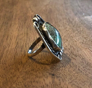Vintage Navajo Turquoise Raindrop Bear Paw Ring | Yellowstone Spirit and Spirit Animal Collections Rings Objects of Beauty Southwest 