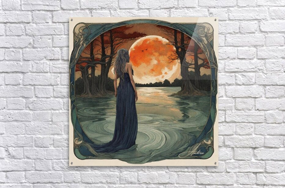 Wading with the Moon | Andrea Record Fine Art | Yellowstone Spirit Southwestern Collection Painting Print Andrea Record Fine Art 