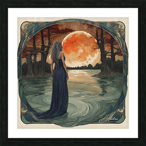 Wading with the Moon | Andrea Record Fine Art | Yellowstone Spirit Southwestern Collection Painting Print Andrea Record Fine Art Framed Print 8x8inches (21x21cm) 