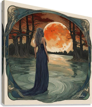 Wading with the Moon | Andrea Record Fine Art | Yellowstone Spirit Southwestern Collection Painting Print Andrea Record Fine Art Giclée Stretched Canvas Print 8x8inches (21x21cm) 