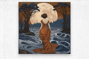 Walking a Whiplash River | Andrea Record Fine Art | Yellowstone Spirit Southwestern Collection Painting Print Andrea Record Fine Art Brushed Metal Print 8x8inches (21x21cm) 