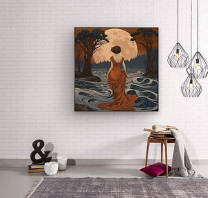 Walking a Whiplash River | Andrea Record Fine Art | Yellowstone Spirit Southwestern Collection Painting Print Andrea Record Fine Art Wood Print 8x8inches (21x21cm) 