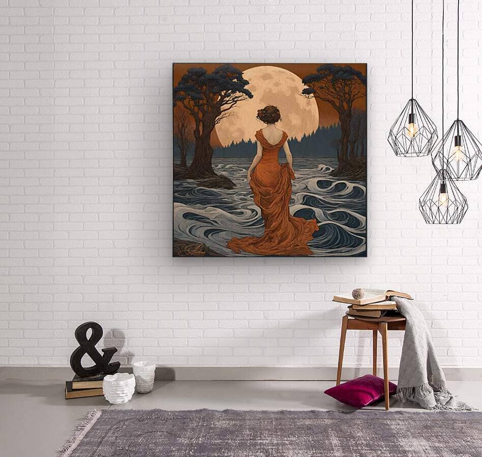 Walking a Whiplash River | Andrea Record Fine Art | Yellowstone Spirit Southwestern Collection Painting Print Andrea Record Fine Art Wood Print 8x8inches (21x21cm) 