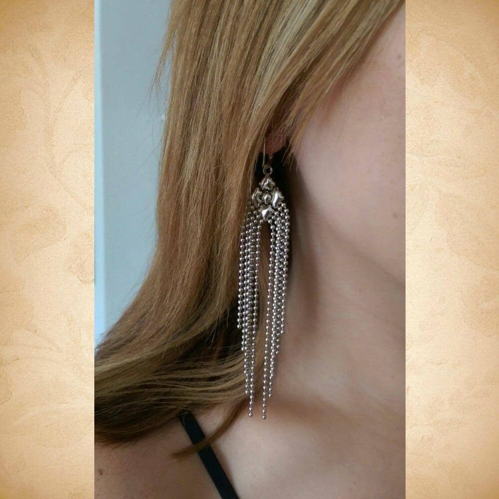 Waterfall SG Liquid Metal Fringe Earrings Earrings Sergio Gutierrez Liquid Metal Jewelry 