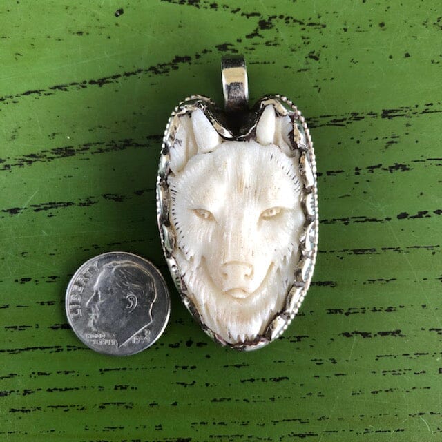 Wolf Pendant Necklace Small | Yellowstone Spirit and Spirit Animal Collections Wolf Necklace Objects Of Beauty Southwest 