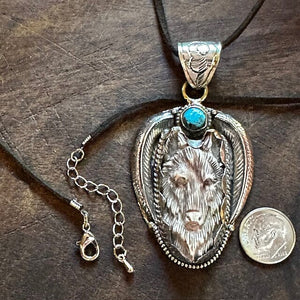 Wolf w Turquoise Stone Small | Yellowstone Spirit Southwestern and Spirit Animal Collection Necklaces Objects of Beauty Southwest 