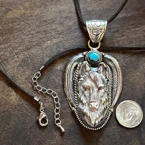Wolf w Turquoise Stone Small | Yellowstone Spirit Southwestern and Spirit Animal Collection Necklaces Objects of Beauty Southwest 