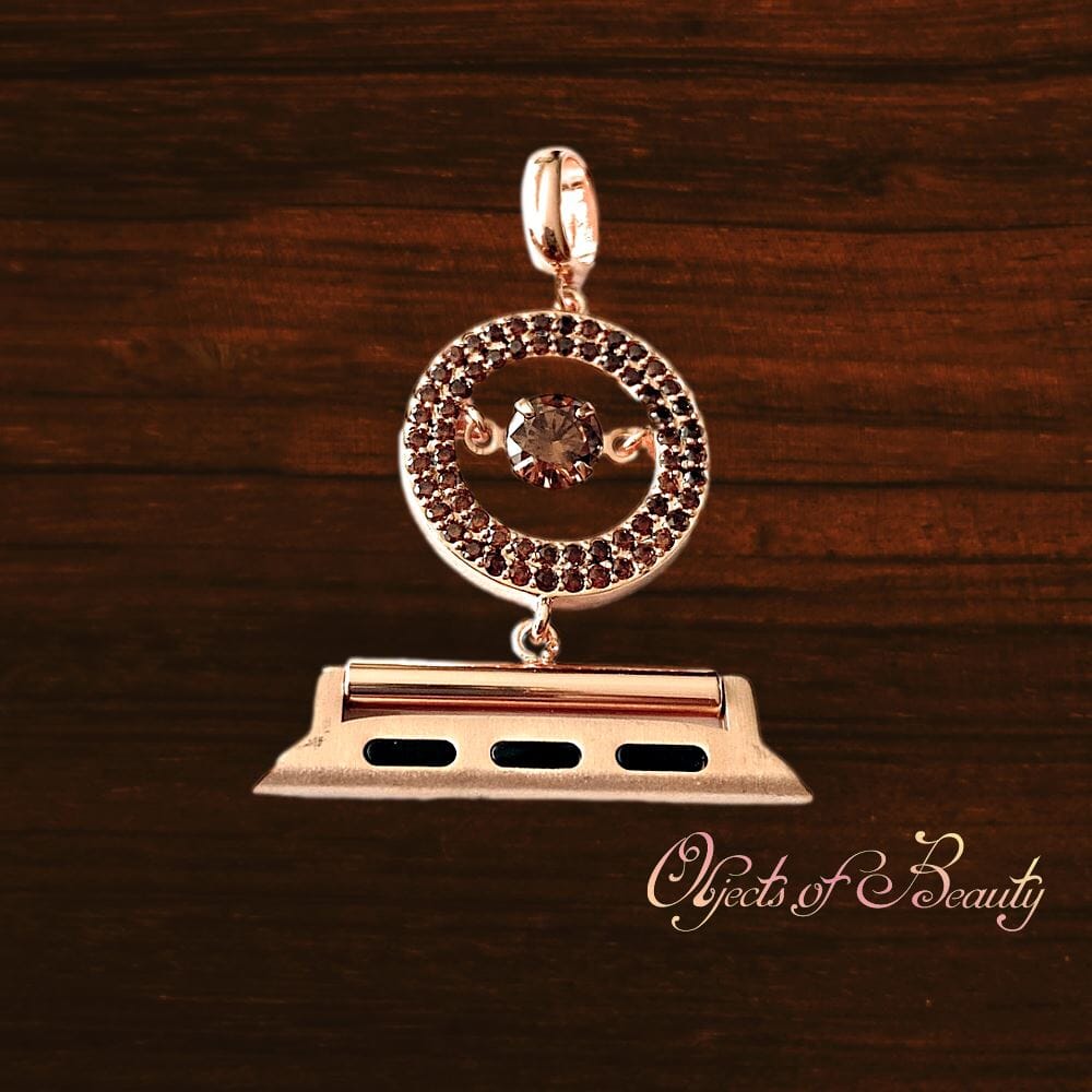 Yasmine Rose Gold Coffee CZ Apple Watch Convertible Crystal Pendant Necklace Wrist Bezel Apparel & Accessories EMJ 