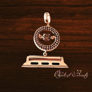Yasmine Rose Gold Coffee CZ Apple Watch Convertible Crystal Pendant Necklace Wrist Bezel Apparel & Accessories EMJ 