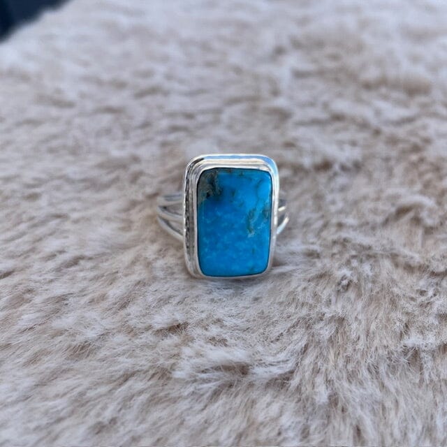 Yellowstone Turquoise Ring with Simple Twisted Bezel | Yellowstone Spirit Southwestern Collection Turquoise Ring Objects of Beauty Southwest 