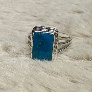 Yellowstone Turquoise Ring with Simple Twisted Bezel | Yellowstone Spirit Southwestern Collection Turquoise Ring Objects of Beauty Southwest 
