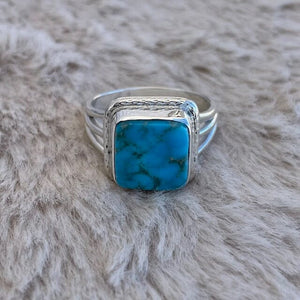 Yellowstone Turquoise Ring with Simple Twisted Bezel | Yellowstone Spirit Southwestern Collection Turquoise Ring Objects of Beauty Southwest 