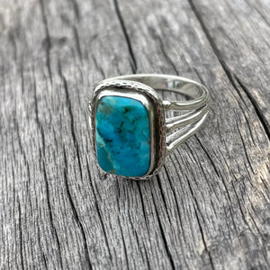 Yellowstone Turquoise Ring with Simple Twisted Bezel | Yellowstone Spirit Southwestern Collection Turquoise Ring Objects of Beauty Southwest 