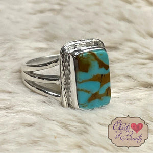 Yellowstone Turquoise Ring with Simple Twisted Bezel | Yellowstone Spirit Southwestern Collection Turquoise Ring Objects of Beauty Southwest 