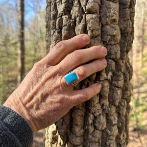 Yellowstone Turquoise Ring with Simple Twisted Bezel | Yellowstone Spirit Southwestern Collection Turquoise Ring Objects of Beauty Southwest 