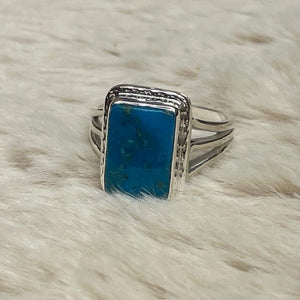 Yellowstone Turquoise Ring with Simple Twisted Bezel | Yellowstone Spirit Southwestern Collection Turquoise Ring Objects of Beauty Southwest 