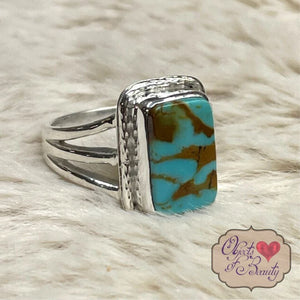 Yellowstone Turquoise Ring with Simple Twisted Bezel | Yellowstone Spirit Southwestern Collection Turquoise Ring Objects of Beauty Southwest 