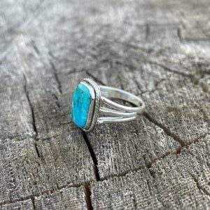 Yellowstone Turquoise Ring with Simple Twisted Bezel | Yellowstone Spirit Southwestern Collection Turquoise Ring Objects of Beauty Southwest 