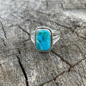 Yellowstone Turquoise Ring with Simple Twisted Bezel | Yellowstone Spirit Southwestern Collection Turquoise Ring Objects of Beauty Southwest 