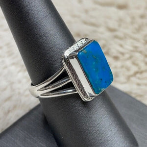 Yellowstone Turquoise Ring with Simple Twisted Bezel | Yellowstone Spirit Southwestern Collection Turquoise Ring Objects of Beauty Southwest 