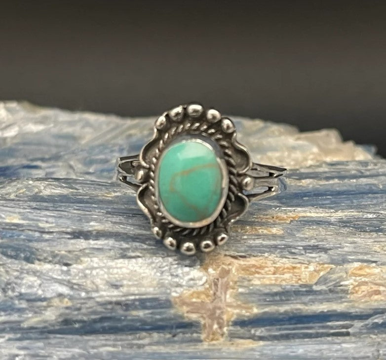 Artful Lady or Teen Turquoise Ring in Sweet SS Setting | Yellowstone Collection Rings Objects of Beauty 