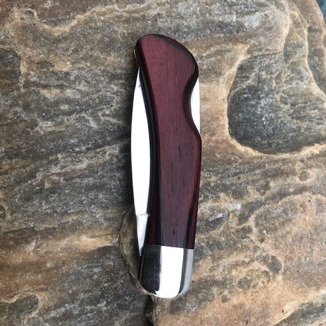 Azurite Mother of Pearl 3" Lock Back Knife | Santa Fe Stoneworks | Yellowstone Collection Knives  | Rosewood Backside