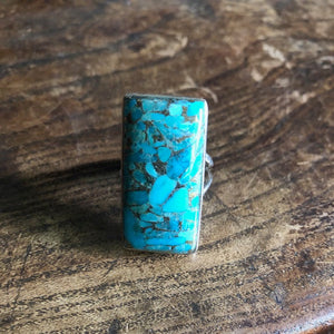 Beth Dutton Blue Turquoise Copper Rectangular Bar Ring | Like Yellowstone Ring Rings Objects of Beauty Southwest 