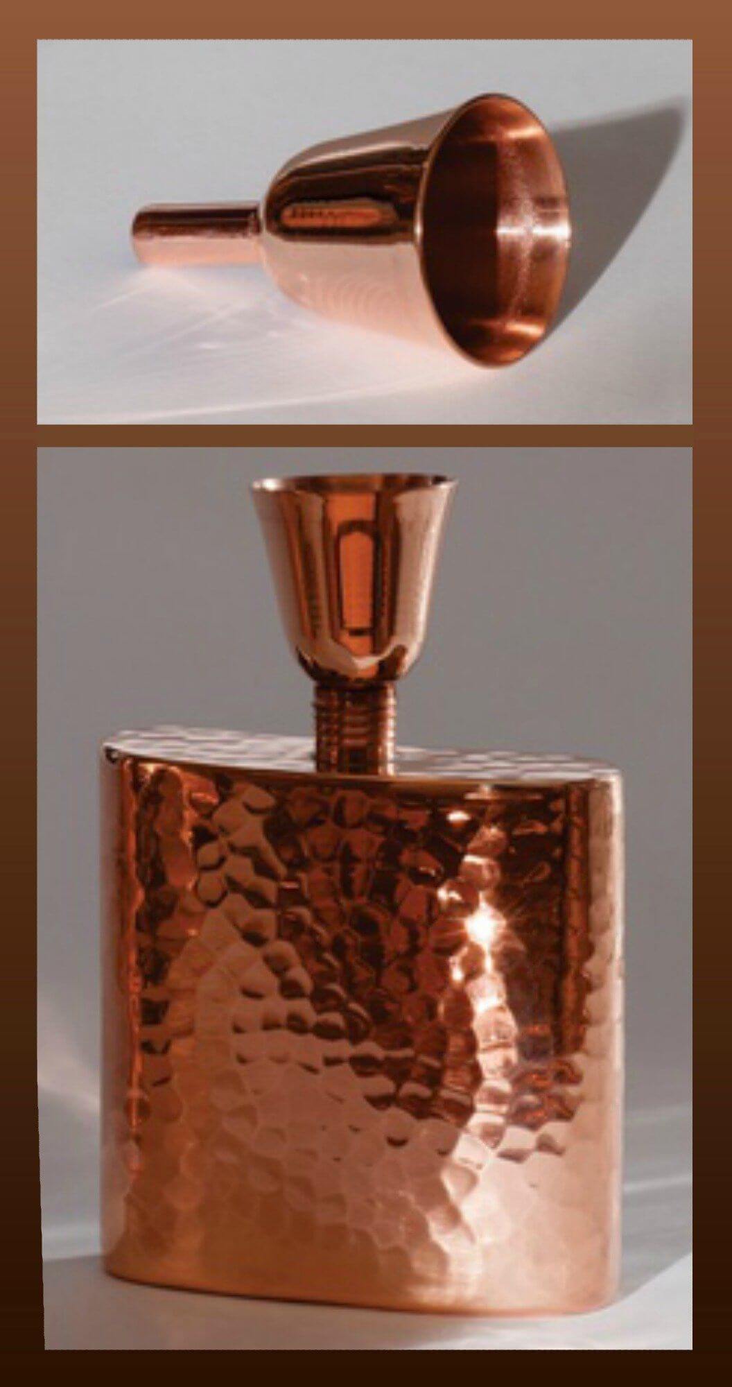 Bison Seamless Copper Flask 9 oz w Copper Funnel | Sertodo Copper Copper Flasks Sertodo Copper 