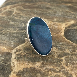 Blue Azurite Oval Ring for Man or Woman | Yellowstone Collection Turquoise Ring Objects of Beauty Southwest 