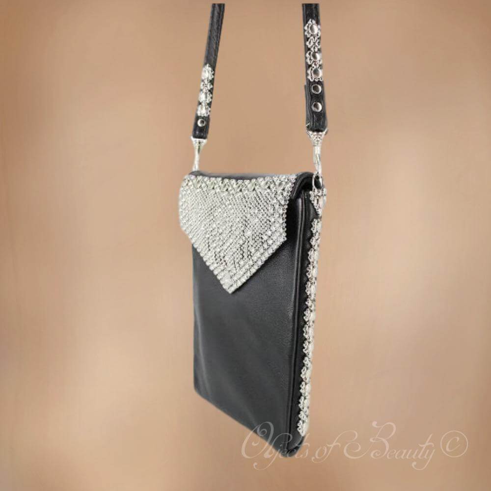 Brienne Liquid Metal Leather Cell Phone Bag | SG Liquid Silver Mesh Purses and Bags Sergio Gutierrez Liquid Metal Jewelry 