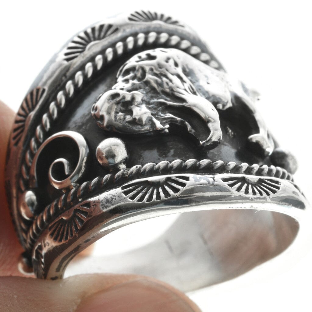 Buffalo Sterling Silver Men's Ring | Yellowstone Spirit Southwestern Collection rings Objects of Beauty 