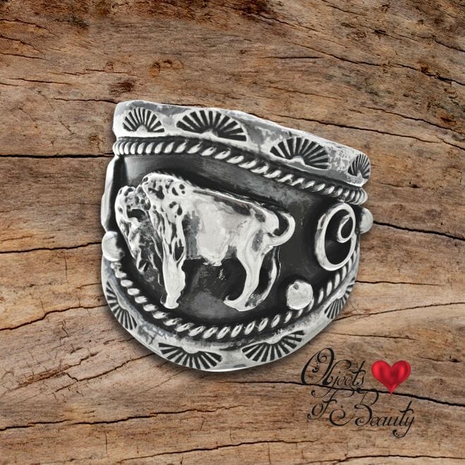 Buffalo Sterling Silver Men's Ring | Yellowstone Spirit Southwestern Collection rings Objects of Beauty 