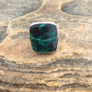 C2 Chrysocolla Beth Dutton Square & Rectangular Adjustable Rings | Southwestern Yellowstone Rings Objects of Beauty Southwest 