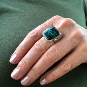 C3 Chrysocolla Beth Dutton Square & Rectangular Adjustable Rings | Southwestern Yellowstone Rings Objects of Beauty Southwest 