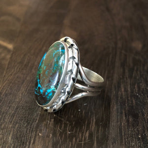 Chrysocolla with a Twist SS Oval Ring Sz 9 Chrysocolla Ring Objects of Beauty Southwest 