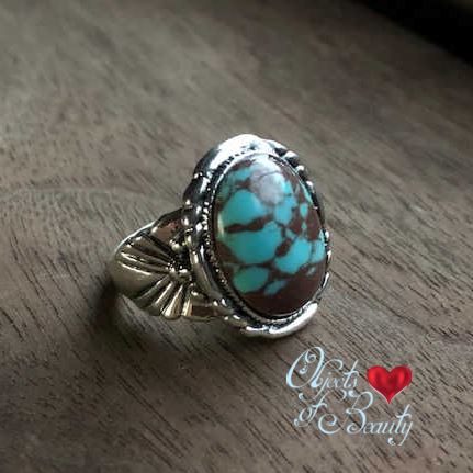 Chunky Turquoise Sterling Silver Ring Rings ObjectsOfBeauty Yellowstone Spirit Southwestern Collection